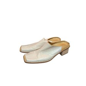 Eileen Fisher Vero Cuoio Mules Slides Block Heel Size 39 Us 8